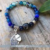 Shungite Amplified THROAT Chakra Bracelet with Tree of Life and CREATE Charms ~ medium [#22]