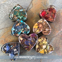 SET of 7 Shungite/Orgone Chakra Hearts ~ #7XREIKI1