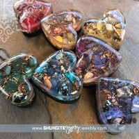 SET of 7 Shungite/Orgone Chakra Hearts ~ #7XREIKI1