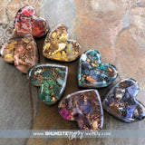 SET of 7 Shungite/Orgone Chakra Hearts ~ #7XREIKI1