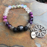 Shungite Amplified CROWN Chakra Bracelet with CROWN CHAKRA and TRUST Charms ~ Medium [#34]