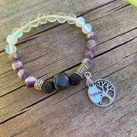 Shungite Amplified CROWN Chakra Bracelet with Tree of Life and INSPIRE Charms ~ Small [#36]