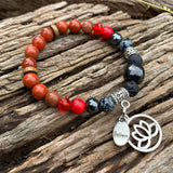 Shungite Amplified ROOT Chakra Bracelet ~ LOTUS and BELIEVE Charms ~ Small [#34]