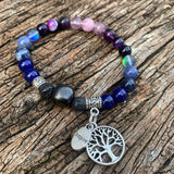 Shungite Amplified THIRD EYE Chakra Bracelet with Tree of Life and INSPIRE Charms ~ medium [#26]