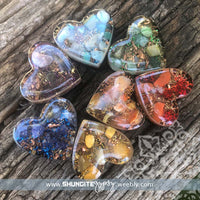 SET of 7 Shungite/Orgone Hearts ~ Reiki, Chakra, Holistic Balancing ~ #7XREIKI2