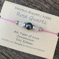 Shungite Amplified INTENTION Anklet/Bracelet - Rose Quartz