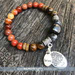 Shungite Amplified SACRAL Chakra Bracelet with Tree of Life and BELIEVE Charms ~ medium [#24]