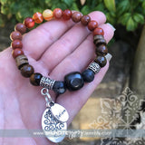 Shungite Amplified SACRAL Chakra Bracelet with Tree of Life and BELIEVE Charms ~ medium [#24]