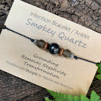 Shungite Amplified INTENTION Anklet/Bracelet - Smokey Quartz