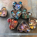 SET of 7 Shungite/Orgone Hearts ~ Reiki, Chakra, Holistic Balancing ~ #7XREIKI3